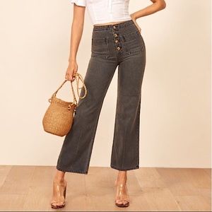 REFORMATION | 27 ELOISE WIDE LEG BLACK JEANS JEAN